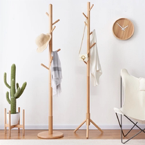 Solid wood hangers floor bedroom coat rack hanger simple modern living room simple vertical household clothes rack