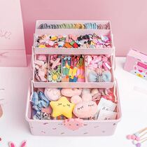 Childrens headdress hairpin ring Head rope storage box Girl baby dressing and finishing cute rubber band hairpin jewelry box