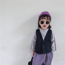 Crooked girl Korean childrens personality retro fashion fashion cotton waistcoat Korean autumn art wild vest