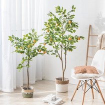 ins Nordic large simulation plant decoration landing fake green plant potted ornaments lemon tree living room indoor fake flower