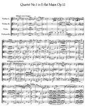 Mendelssohn down E big tune No. 1 string quartet Op 12 total spectral score