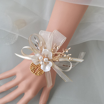 Fragrant color wrist flower bridesmaid sister hand flower bride Mori small fresh bracelet wedding pearl Korean wedding dress