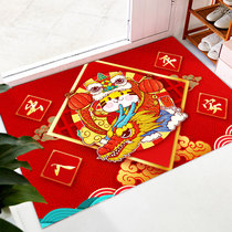 Xiangcai 2022 New Year Tiger Floor Mat Red Festive Door Mat Porch Carpet Non-slip Door Mat Foot Mat