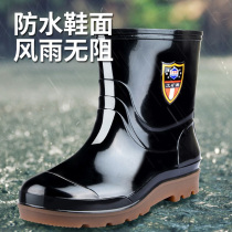 Fashion short tube rain shoes mens summer waterproof construction site labor protection rain boots medium tube low tube water shoes non-slip fishing women
