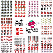 2021 Strawberry Music Festival tattoo stickers miserable faith brand spanking new pants Hedgehog Band xue zhi qian Zeng activities face