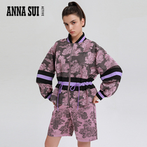 ASA Anna Sui 2021 new autumn adjustable profile print baseball suit long sleeve coat top women