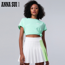  ASA Anna Su Lady Tennis half pleated skirt Contrast stitching short skirt Female