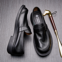 Soft leather shoes Mens Round Head Mens 2021 new summer breathable one pedal trend driving lazy shoes