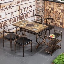 Box chair economy hotel private room wooden special four rectangular hot pot table restaurant stool