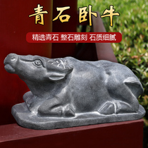 Green Stone Cattle Home Desk Swing Piece Stone Bull Pair Natural Raw Stone Engraving Wolverine Zodiac Stone Sculpted Bull