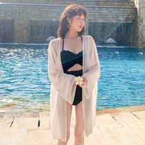 Beach sunscreen shirt can go into the water Beach resort spa thin jacket Wild loose swimsuit outside bikini blouse
