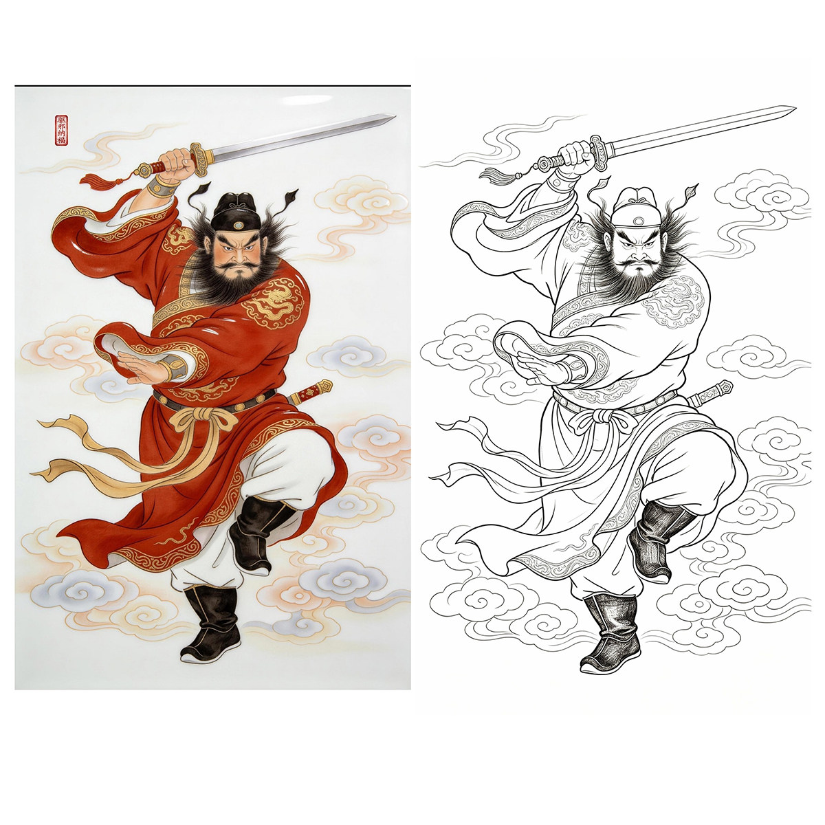 吴道子 钟馗図》 中堂掛軸 鑑賞用 宣紙装裱／魔除け・開運飾り 吴道子 钟馗図》 中堂掛軸 鑑賞用 宣紙装裱／魔除け・開運飾り 吴道子
