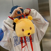 Cute plush small backpack female 2020 new bear head doll shoulder backpack girl foreign style cartoon backpack