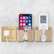 Remote control storage box mobile phone charging bracket wall-mounted non-perforated TV seat bedside wall storage rack