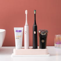 Electric toothbrush rack seat silicon algae mud free of punch toilet pendulum desktop toothpaste shelve a three-mouth placement rack