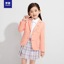 Roemon girls small suit 2022 spring dress new foreign air Korean version Western-style clothes online red suit Inlenwind childrens jacket