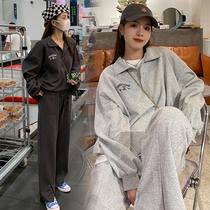 Pregnant women autumn suit out Fashion Net red Wei clothes tide mother loose casual jacket spring and autumn two-piece cotton