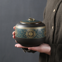 Baibei tea packaging gift box ceramic sealed jar universal half pound black tea green tea Puer tea cloth bag tea jar