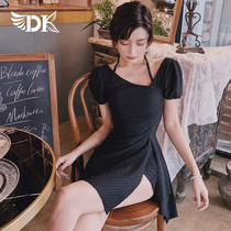  DK swimsuit female 2021 new conservative belly cover thin chest sexy split swimming hot spring outfit Korean ins style