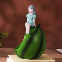 Watermelon girl resin ornaments tray light luxury creative modern entrance key desktop storage decoration decoration hand