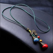 Minority ornaments simple ethnic style ceramic necklace long sweater chain European and American retro Joker sweater chain