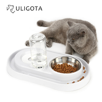 Dog Basin Dog Bowl not wet mouth cat bowl double bowl automatic drinking water anti-knock food bowl cat eating water supplies