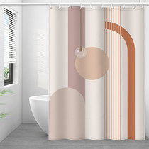 Bathroom waterproof cloth shower curtain set non-perforated partition curtain high-grade mildew-proof bathroom toilet curtain hanging curtain luxury