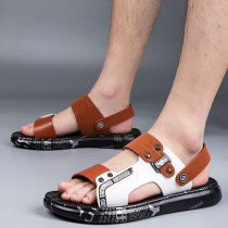Sandals mens summer outwear New leather dual-use sandals Non-slip Soft Bottom Men Casual Sports Beach Slippers