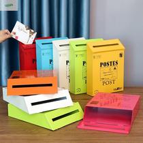 Retro Tin Mail Mail Bulletin Hanging Wall Opinion Box with Lock Mailbox Creative Network Shop Wall Wall Decoration