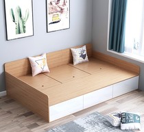Modern simple high box solid wood small apartment Tatami bed storage bed Economical storage 1 2 meters 1 5 single beds
