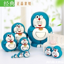 Russian jacket 10 floors Doraemon machine cat parent-child girl cute wooden cartoon gift puzzle toy