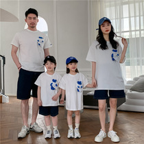 Pro-sub-dress 2022 new tide family of three-four-mouth summer clothing short sleeve pocket Cubic Bear Ocean Fried Street Mother Women Tide