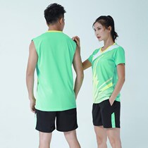Quick-dry breathable badminton suit set mens and womens short sleeveless vest summer training sportswear group purchase customization