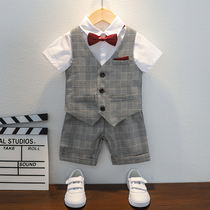 Boy Gown Host Piano Performance Suit Children Spring Dress Suit Baby Birthday Little Suit Wedding Play Out