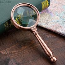 Handheld magnifying glass metal 10 times HD optical old people children reading portable gift box kuo da jing