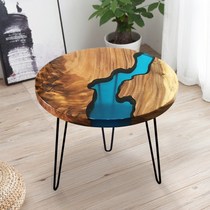 South American walnut epoxy resin river table solid wood board tea table log table Tea Table 1 meter 8 creative customization