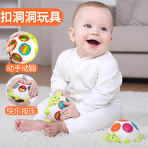 Baby buckle hole toy early education can bite baby grasp Training Board touch hand grip ball 6-12 months Yiwj