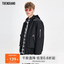 TRENDIANO mens winter fashion large pocket loose stand collar cotton coat jacket 3GC3040330