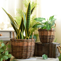 Willow flower basket rattan green plant pot pastoral hand woven green flower arrangement creative fruit basket storage basket ornaments