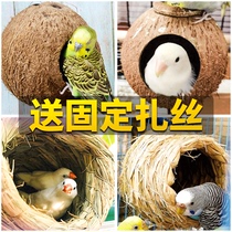 Grass-woven birds nest Pearl Xuanfeng Budgerigar supplies Bird toys Grass nest Coconut shell Coconut shell Birds nest breeding box