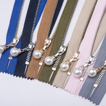 Small zipper pocket pull lock sweater open collar 3 hand bag metal decorative accessories high grade smooth pearl pendant