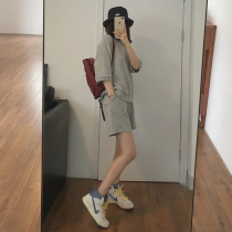 Japanese sweet cool casual sports suit womens summer clothes 2021 salt fried street age-reducing fashion short-sleeved shorts two-piece set