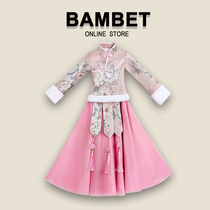 Bambet girl Hanfu Tang suit 2021 New Chinese style childrens costume winter dress plus velvet skirt