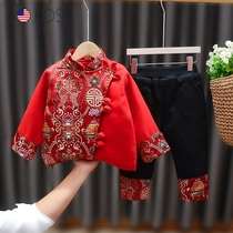 Boy Tang suit 2021 Winter Dress foreign style Chinese style childrens boys baby Hanfu New Year suit