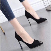 Womens shoes 2021 New Spring Korean version of the net red water drill when heels women with thin heel pointed point shallow mouth single shoes women