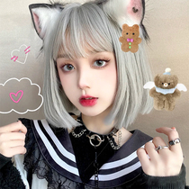 Net red white wig short hair female natural full head sleeve age reduction round face Qi bangs bobo head cos full hair set