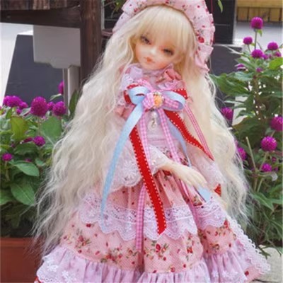 taobao agent BJD doll wig 6 -point oblique bangs soaked noodles 4 points of peacock green goddess doll puppet fake hair small 3 points