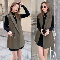 Suit vest female small man in the long section 2021 spring and autumn new Korean version of the double-breasted temperament professional fried street horse clip