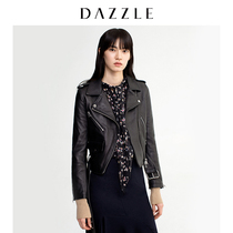  DAZZLE DESU OLAI cool sense fake two-piece stitching goatskin jacket leather female 2G1L4011A
