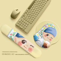 Slow guest illustrator famous model-Milk Tea girl mouse pad wrist guard girl wrist support day keyboard hand pad cushion ins Wind cute table pad game Cartoon office trumpet